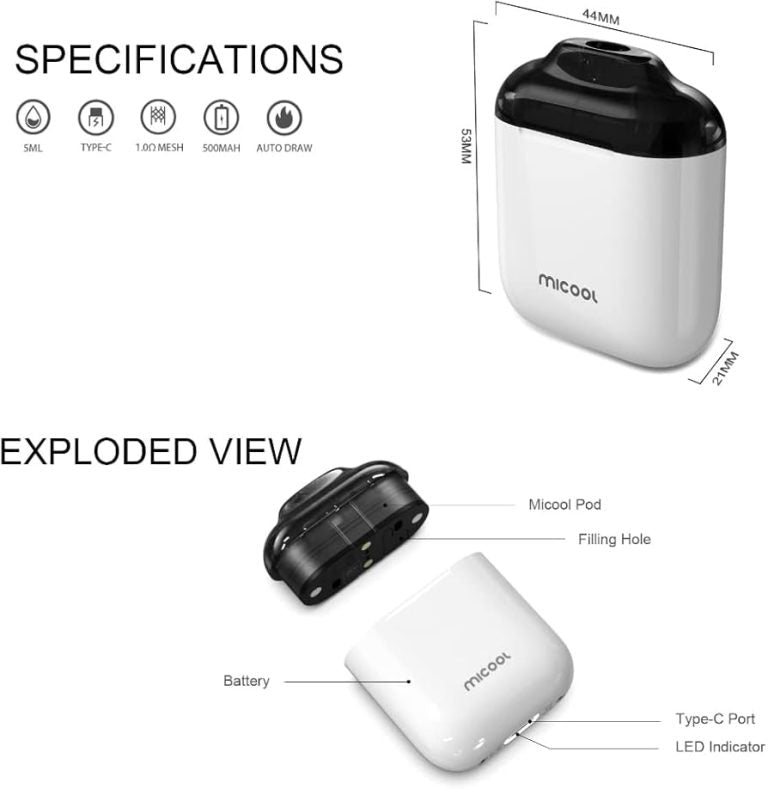 Zq Micool 2 Pod System Kit | Vape For Smokers | Pod For Smoking | Refillable Pod ( Without Display ) ( Random Color )