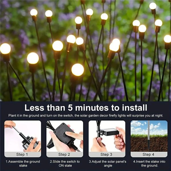 10 Lights – LED Solar Powered Firefly Light Outdoor Waterproof Solar Garden Light Decorative Swaying Wind Dancing Solar Lamp