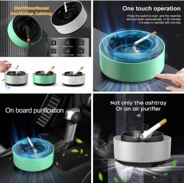 2-in-1 Air Purifier Quiet Ashtray, Ashtray Multifunction Electronic Smokeless Car Ashtray (Random Colors) (Box Packing)