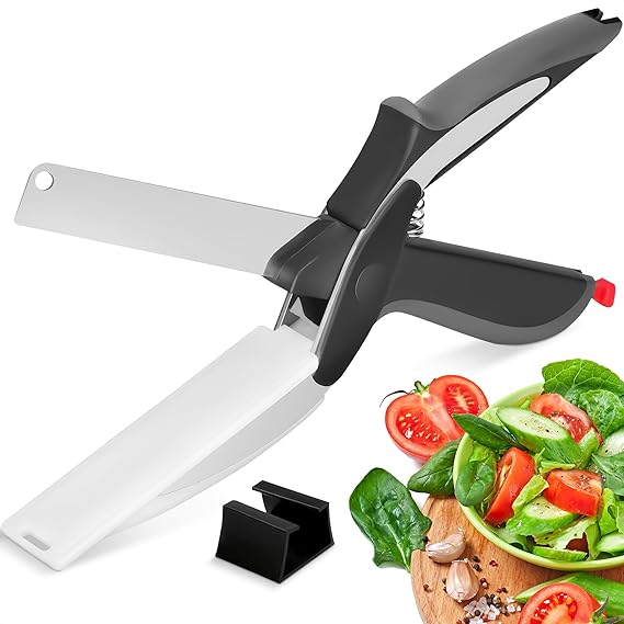 2 In 1 Clever Cutter Kitchen Scissors Quick Vegetable Cutter Vegetable Chopper / Fruit Cutter Tools Vegetable Slicer Food Chopper