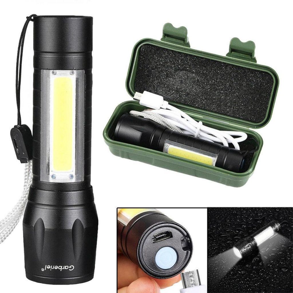 USB Charging Xpe+cob LED Flashlight Lamp Torch With Clip Three Mode Zoomable LED Flash Light Torch Tail Clip And Cable