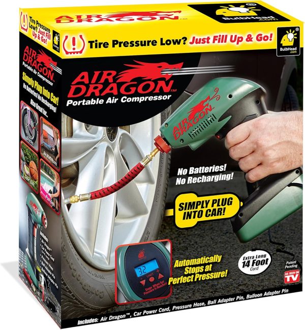 Air Dragon Portable Air Compressor Build-In Light Great For Sports Ball, Pool Toys, Air Mattresses