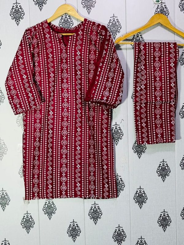 Chunri Print 2pc Dress Stuff: Linen Print For Girls