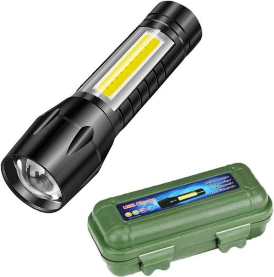 USB Charging Xpe+cob LED Flashlight Lamp Torch With Clip Three Mode Zoomable LED Flash Light Torch Tail Clip And Cable