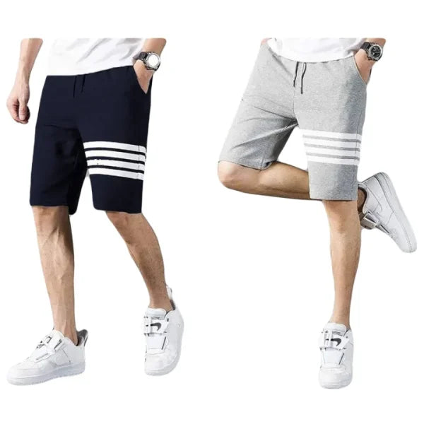 Pack Of 2 Lining Stripe Style Fashion Shorts for Men (Black &amp; Grey)