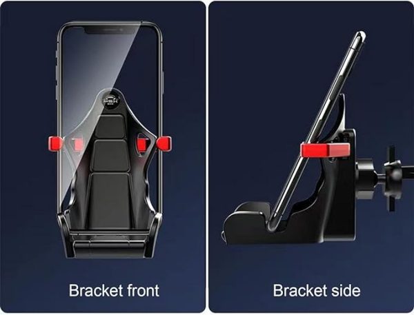 Racing Seat Design Car Mobile Phone | Fast And Furious Mobile Holder With 360° Rotateable AC Grill Grip Which Can Help Holder To Move Up And Down So That AC Winds Will Be Free (Random Colors)