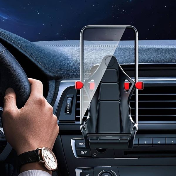 Racing Seat Design Car Mobile Phone | Fast And Furious Mobile Holder With 360° Rotateable AC Grill Grip Which Can Help Holder To Move Up And Down So That AC Winds Will Be Free (Random Colors)