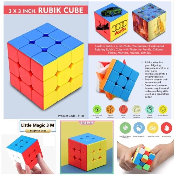 Rubic Cube 3×3 For Kids Magic Speed Square Cube Puzzle Toys High Quality With Box (random Color)