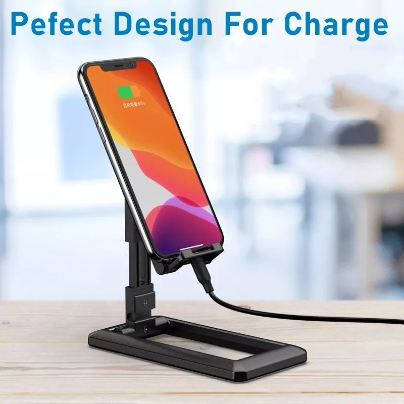 Universal Plastic Mobile Phone Holder | Adjustable Foldable Desktop Stand (Random Color)