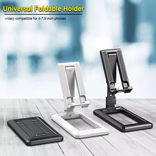 Universal Plastic Mobile Phone Holder | Adjustable Foldable Desktop Stand (Random Color)