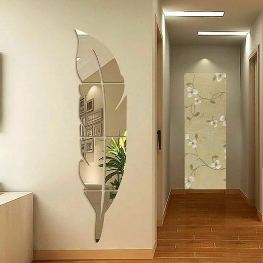 3d Acrylic Wall Leaf Mirror Reflection Room Decor