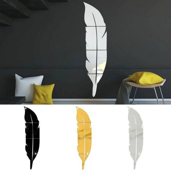 3d Acrylic Wall Leaf Mirror Reflection Room Decor