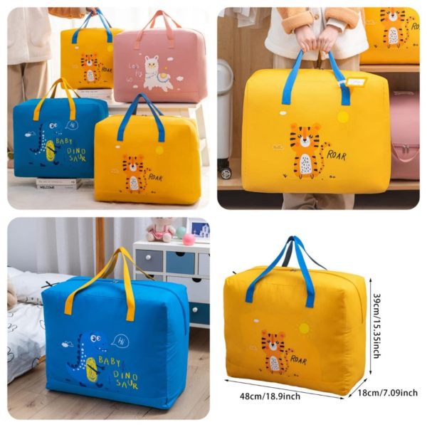 Storage Bags Cartoon Pattern Double Zipper 100 Gsm ( Random Color )