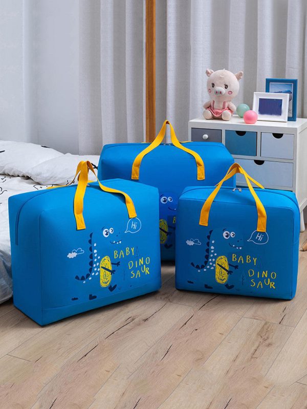 Storage Bags Cartoon Pattern Double Zipper 100 Gsm ( Random Color )