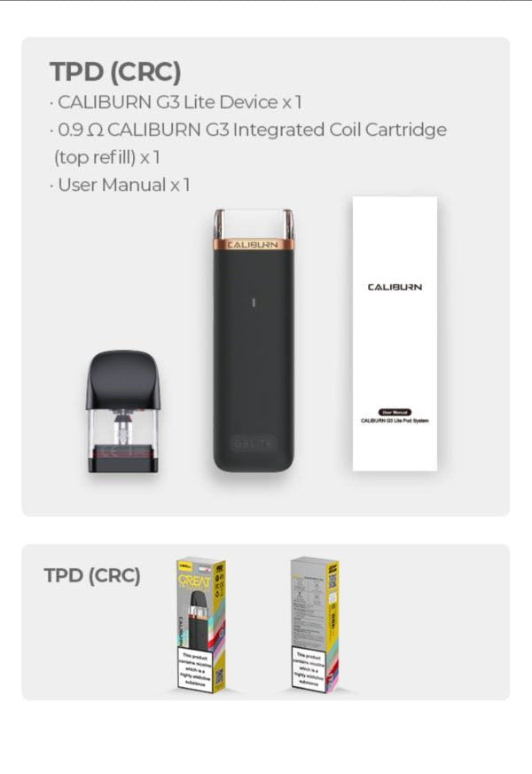 Uwell Caliburn G3 Lite Pod System 25w (1200mah) – Compact & Fast Charging, 2.5ml Capacity | E-cigarette ( Random Color )